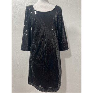 White House B-M Holiday Party Black Sequin Short Dress Y2K Size Large